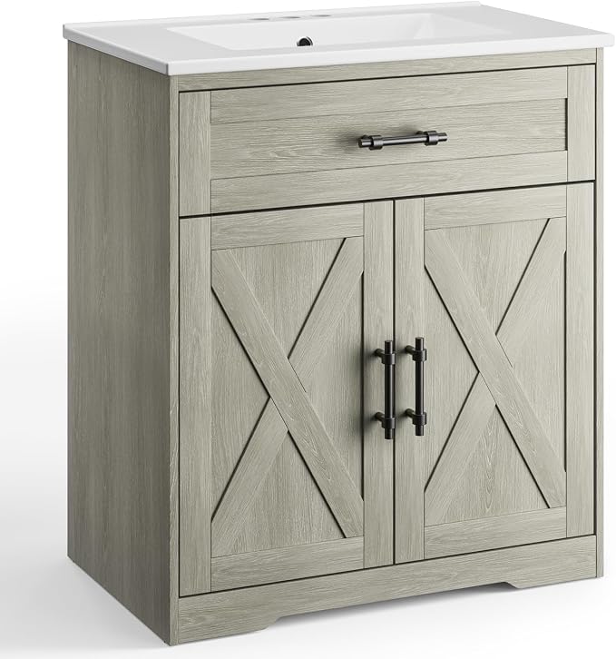 Amada 30″ Bathroom Vanity with Ceramic Sink, Farmhouse Undermount Vanity Sink - Image 8