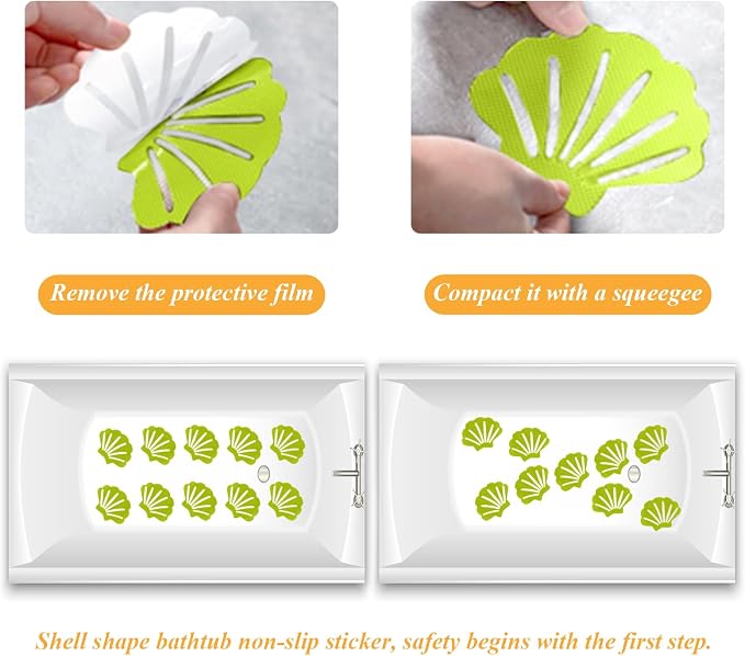 30 Pcs Non Slip Bathtub Stickers Green Adhesive Decals Sea Shell Shape Shower - Image 6