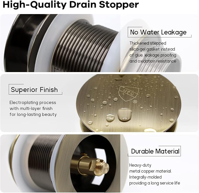 FerdY Pop-up Drain for Freestanding Bathtub, Brushed Bronze Finish, cUPC - Image 3