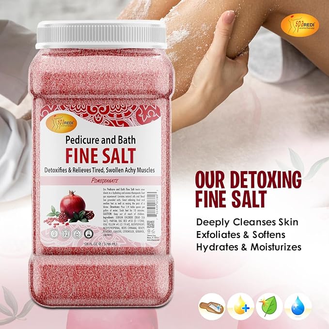 SPA REDI - Detox Foot Soak Pedicure and Bath Fine Salt, Pomegranate, 128 Oz - - Image 6