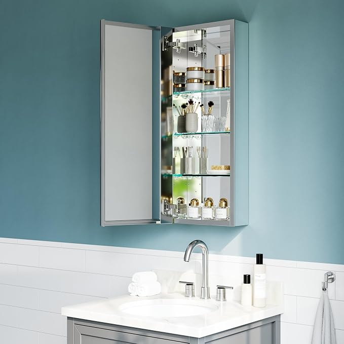 12"x30" Medicine Cabinet Mirror, Aluminum Silver Recessed Medicine Cabinet - Image 8