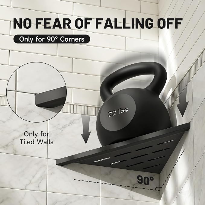 Corner Shower Shelves 10" Matte Black, 2 Pack 304 Stainless Steel Shower Corner - Image 7