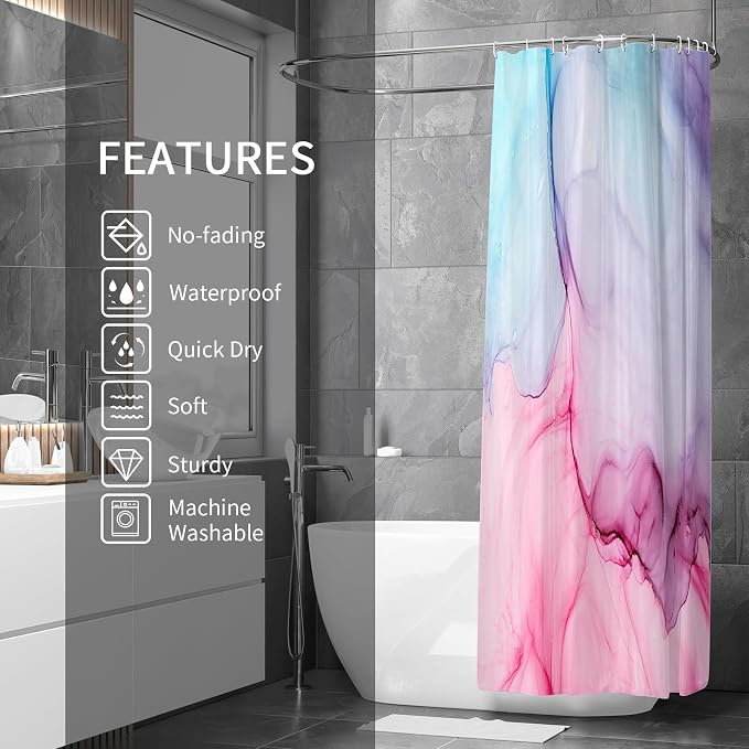 Gibelle Abstract Shower Curtain, Modern Ink Art Decor Waterproof Fabric Shower - Image 2