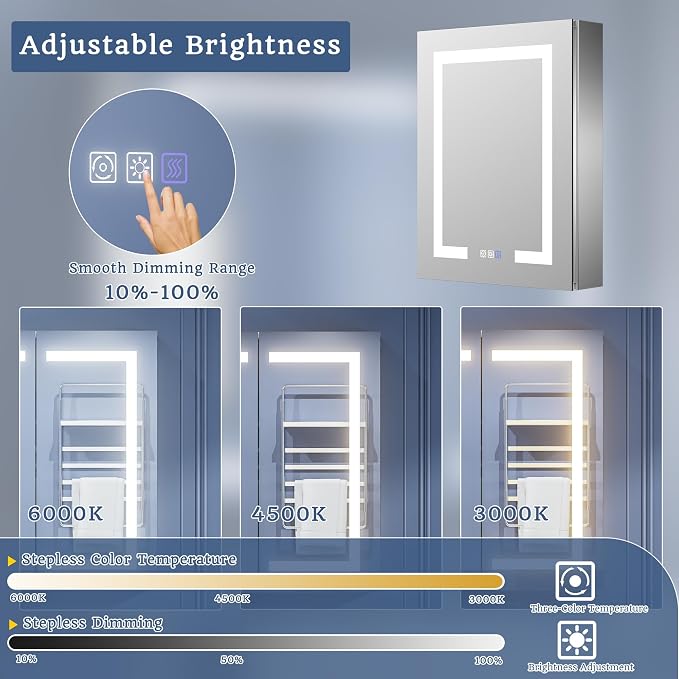 ExBrite LED Lighted Bathroom Medicine Cabinet - Image 3
