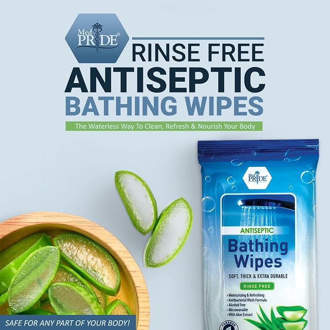 MED PRIDE Hospital Wipes for Bathing, Waterless Rinse Free Bath Wipes for Adults - Image 5