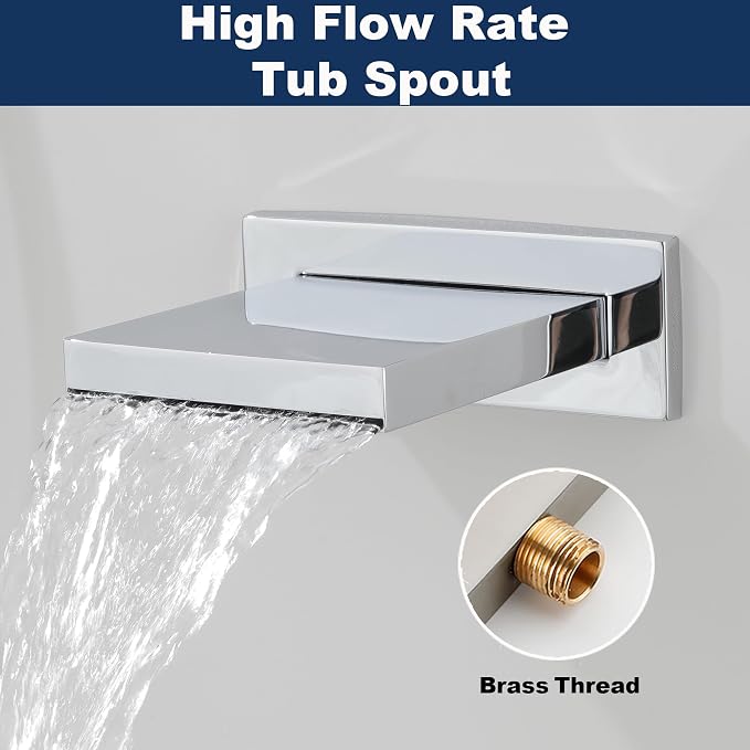 Shower System with Tub Spout, All Metal Bathtub Shower Faucet Set with High - Image 6