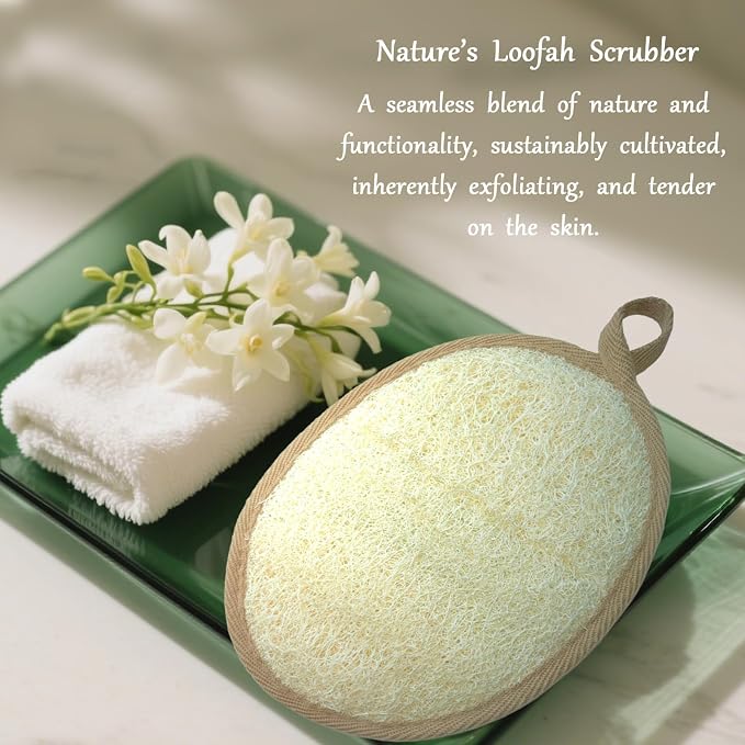 Natural Loofah Body Scrubber for Sensitive & All Skin Types, Made - Image 4