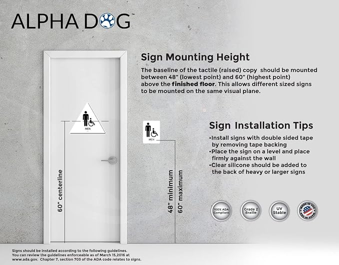 ALPHA DOG ADA SIGNS Men's Women's Restroom Sign Bundle, 8x6 inch, Business - Image 5