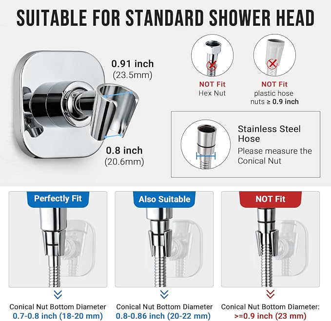 G-Promise All Metal Handheld Shower Head Holder, Adjustable Wall Mount Shower - Image 6