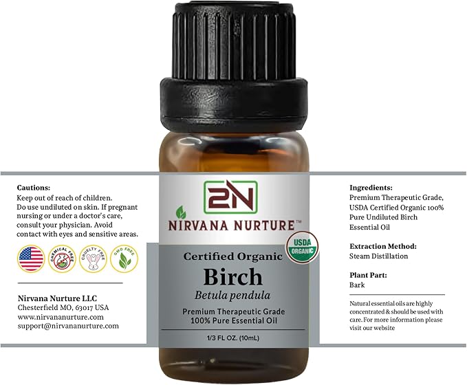 Birch Essential Oil USDA Certified Organic, 100% Pure Natural Premium Grade - Image 8
