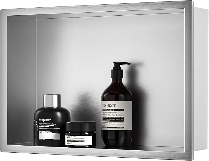 Stainless Steel Shower Niche 18" X 12" Brushed No Tile Needed Niche Shower by Bernkot