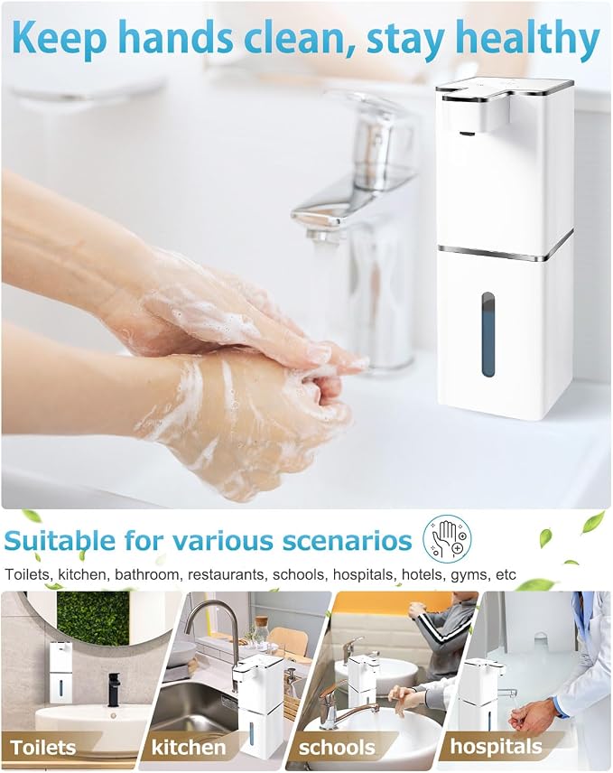 Automatic Foaming Soap Dispenser Touchless 380ml/12.8oz Rechargeable Hand Soap - Image 7