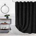 Extra Long Black Boho Shower Curtain 96 Inch Black Tufted Chevron Striped by TURKIO