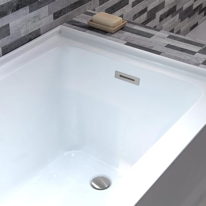WOODBRIDGE 60" Acrylic Rectangular Alcove Soaking Bathtub in White - Image 7