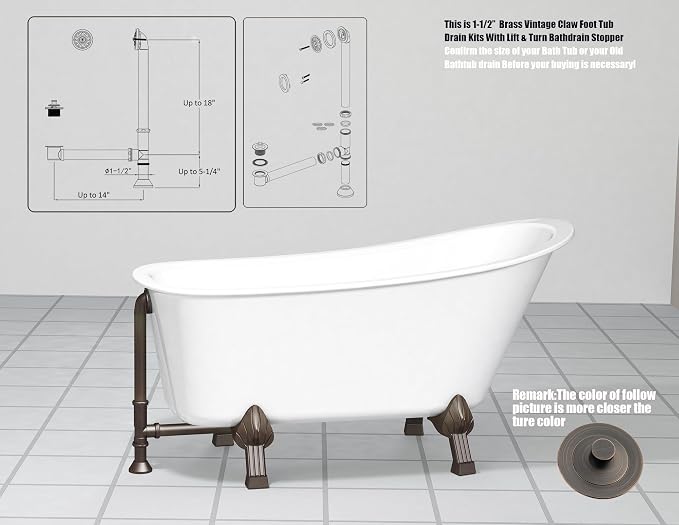 Artiwell Vintage Claw Foot Tub Drain Kit - Image 3
