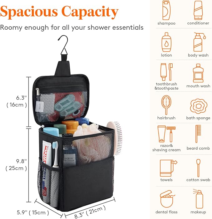 Lifewit Mesh Shower Caddy Bag Portable College Dorm Room Essentials Caddy Tote - Image 2