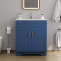 Bathroom 30" Vanity with Ceramic Sink, Wooden Double Door Bathroom Storage by Chyanmoo