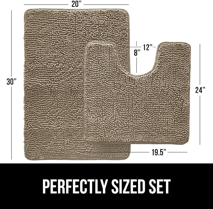 GORILLA GRIP Bathroom Rug Sets, Soft Chenille 2 Piece Area Rugs Set, Toilet - Image 2