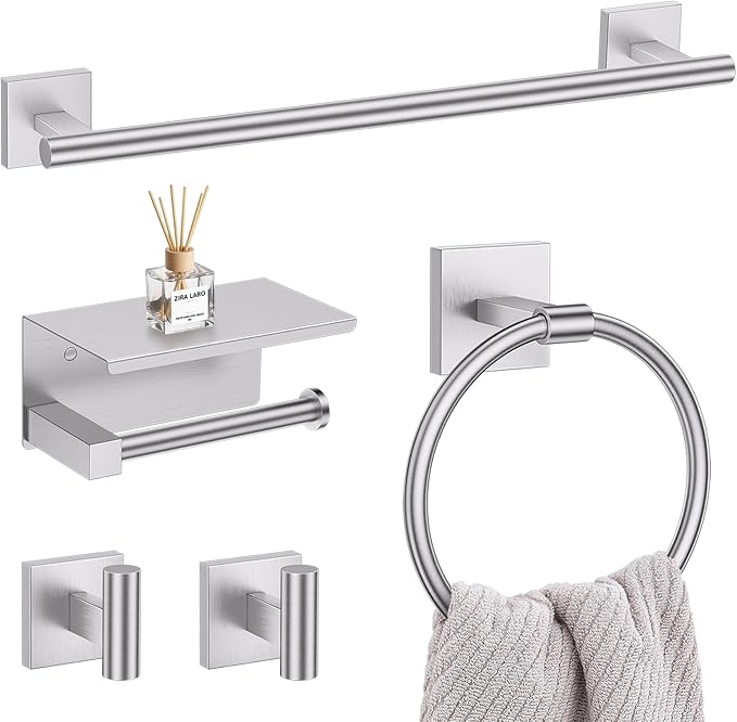 5-Piece Brushed Nickel Bathroom Hardware Set, SUS304 Stainless Steel Bathroom by LairuierBathroomHardwareSet