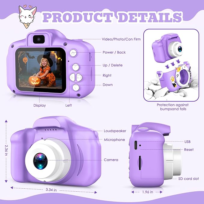Kids Camera for Girls Boys Christmas Birthday Festival Gift for Kids, Digital - Image 5