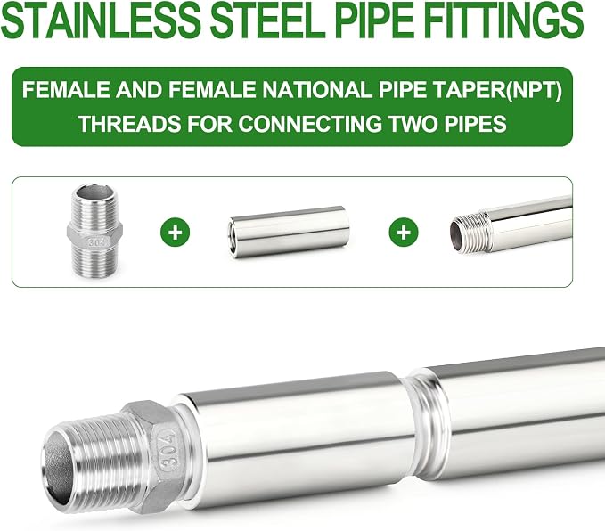TAISHER 2PCS Stainless Steel Pipe Fittings, 1/2" NPT Female x 1/2" NPT Female - Image 6