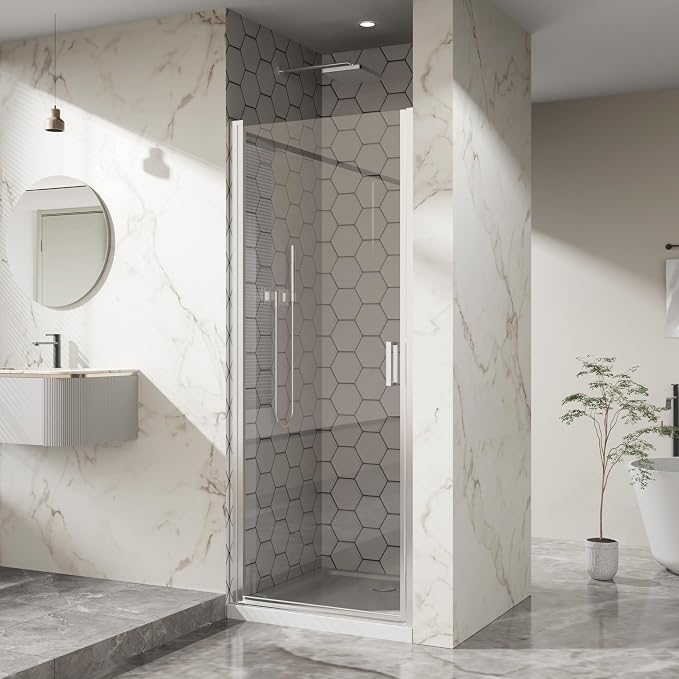 30” x 72” Pivot Shower Door, 1/4 inch Thick Tempered Glass Pivot Swing Shower - Image 2