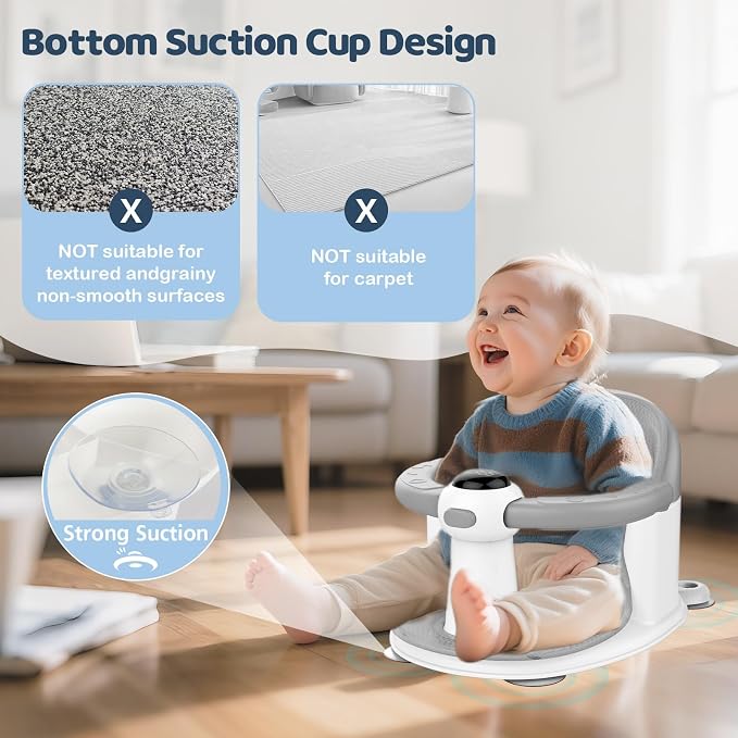Baby Bath Seat-for Babies 6 Months & up, Water Temperature Display+Soft Cushion - Image 7