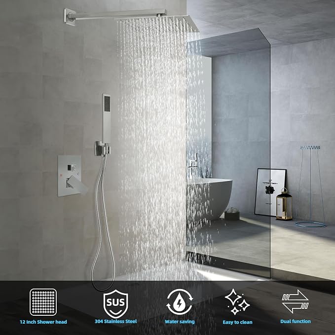 Bathroom Shower Faucet Set，12 Inch Rain Shower Head - Image 3
