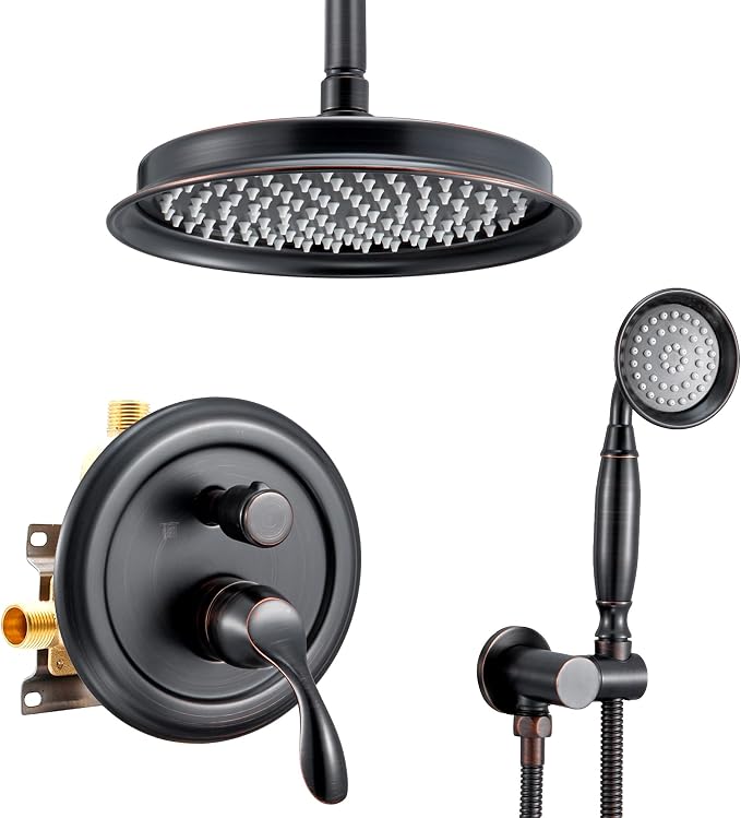 DASAN Oil Rubbed Bronze Rain Shower System Complete Antique Shower Faucet Sets by Dasan