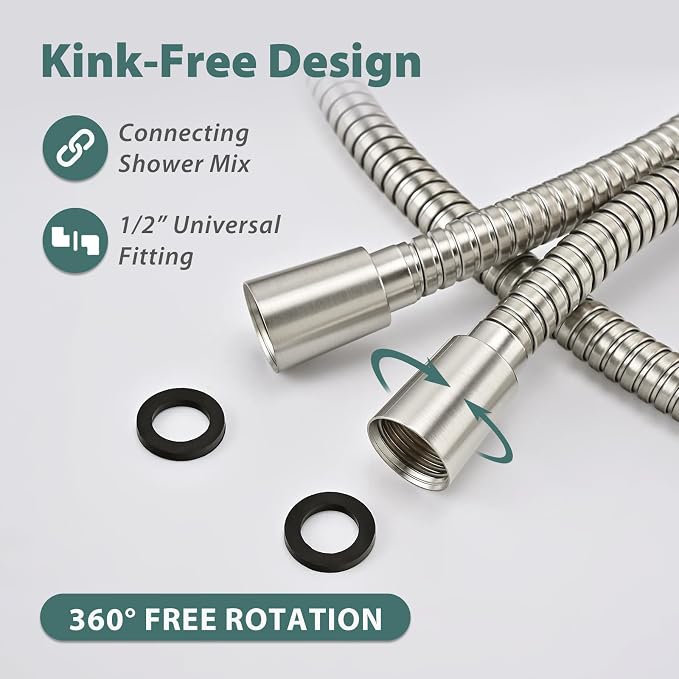 5ft Shower Hose Replacement For Clean 304 Stainless Steel Shower Head Hoses 59 - Image 2