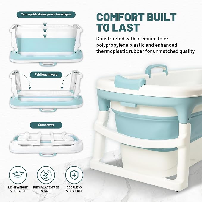 biosp 54'' Portable Bathtub for Adult, Foldable Collapsible Bathtub - Image 6