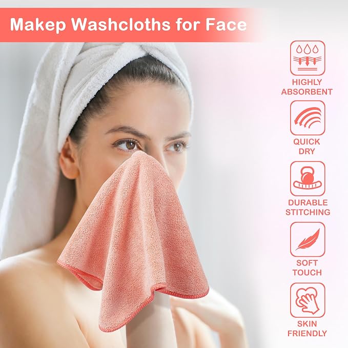 Nugilla Makeup Remover Cloth 12 x 12 Inch, Reusable Makeup Remover Towels - Image 2