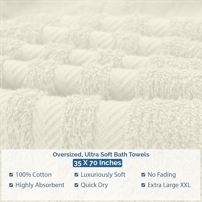 DAN RIVER 2 Pack Luxury Bath Sheets 35x70, 600 GSM, Soft & Quick Dry 100% Ring - Image 8