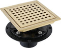 4 Inch Square Shower Floor Drain, Stainless Steel Black Shower Drain Kit by TRJIKAG