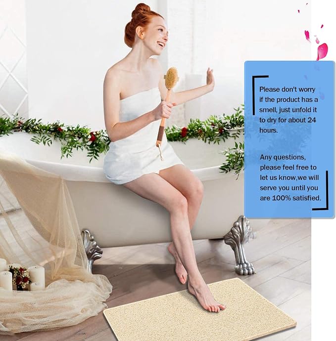 godehone Shower Mats Non Slip Without Suction Cups, PVC Loofah Bathroom Mats - Image 6