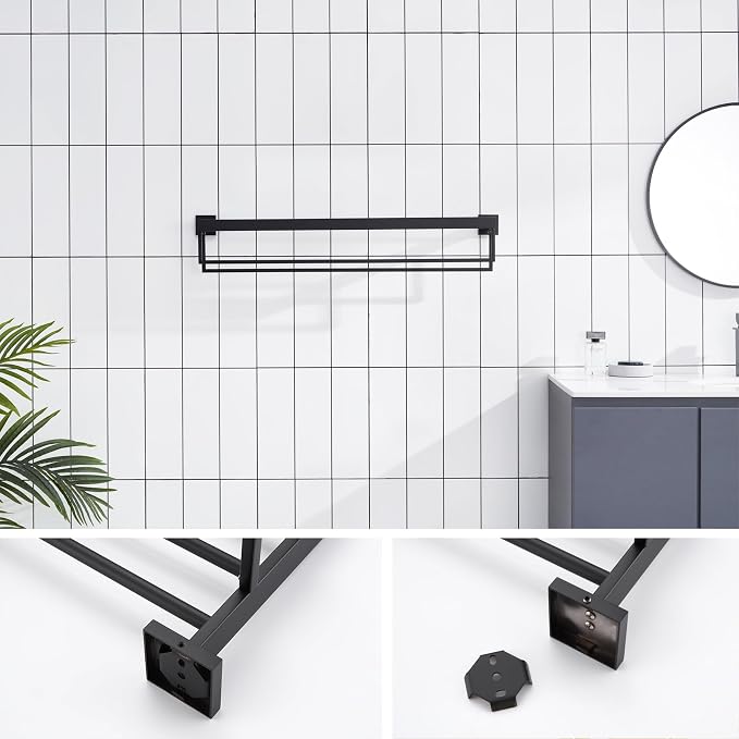 KOKOSIRI Black Towel Rack 32'' Bathroom Towel Shelf - Image 4
