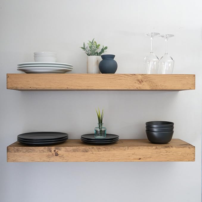 Urbandi Modern Floating Shelves 3 Inches Thick by Hand-madeInUSA