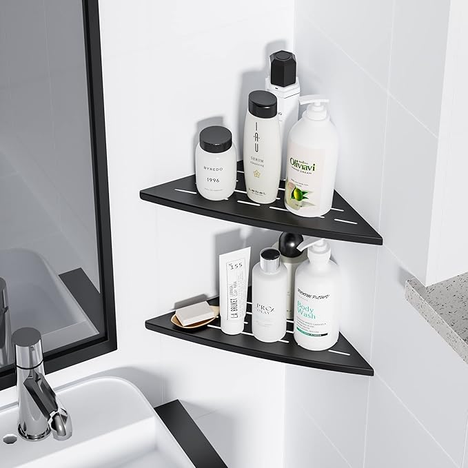 Corner Shower Shelf Matte Black, 304 Stainless Steel 11.5” Recessed Corner - Image 3