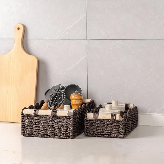 CubesLand Paper Rope Scalloped Edge Shelves Baskets Set 2, Idea - Image 5