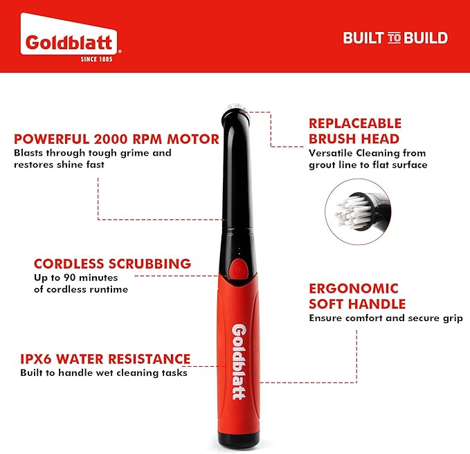 Goldblatt Electric Spin Scrubber Cordless 18-Piece Kit, Power Scrubber - Image 2