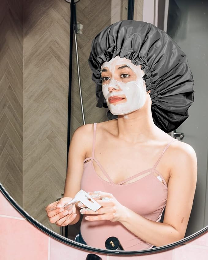 Aquior Shower Cap for Women, Extra Adjustable Shower Caps for Women - Image 9