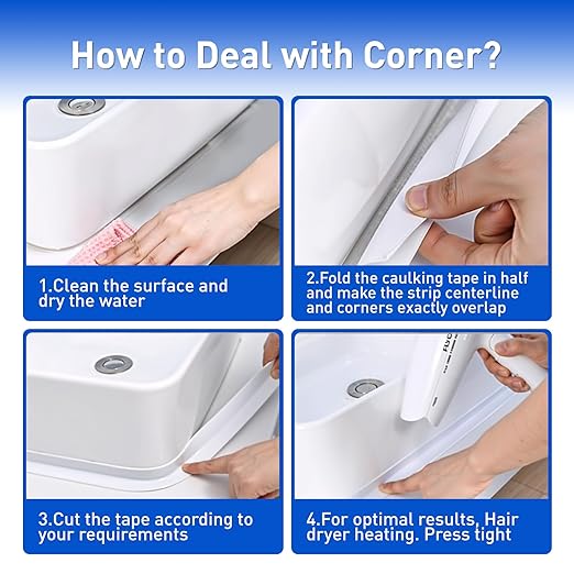 White Caulk Tape Self Adhesive Waterproof 1.97" x26.25Ft, Bathroom Peel & Stick - Image 6