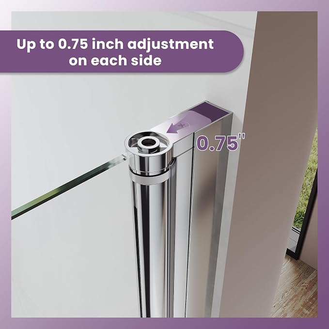 Glass Shower Door 31.5-33" W x 72" H, Semi-Frameless Pivot Shower Door - Image 5