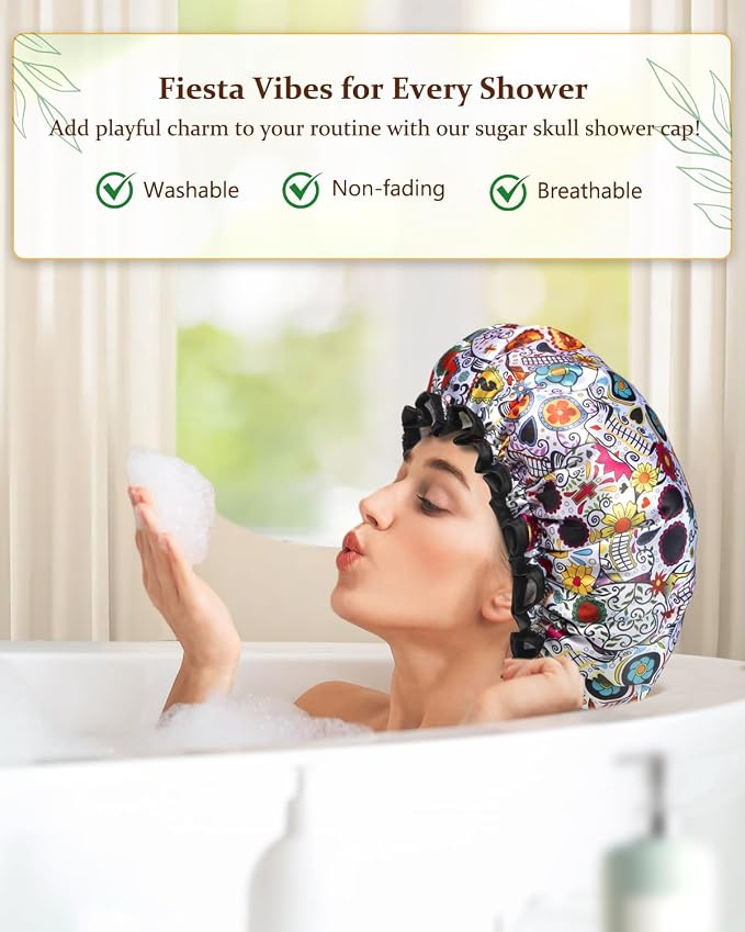 mikimini Shower Cap for Women Reusable Waterproof, Extra Large Hair Cap for - Image 6