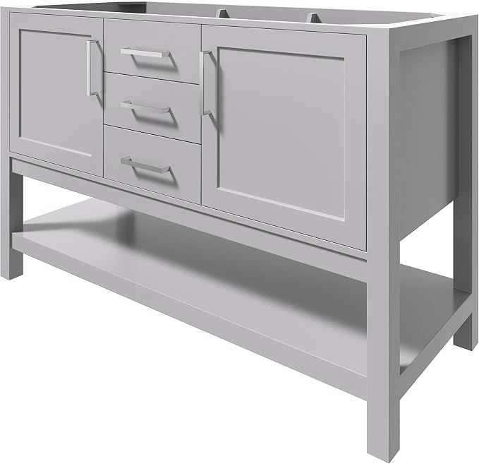 ARIEL 54" Grey Bathroom Vanity Base Cabinet, 2 Soft Closing Doors and 6 - Image 5