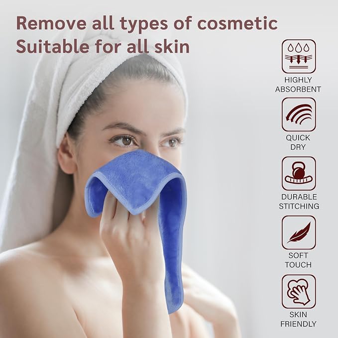 Nugilla Reusable Makeup Remover Cloths, 8 Packs Microfiber Cleaning Cloth Fast - Image 3
