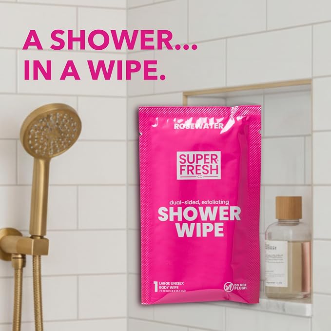 Super Fresh Shower Wipes Large RoseWater Body Wipes - Image 2