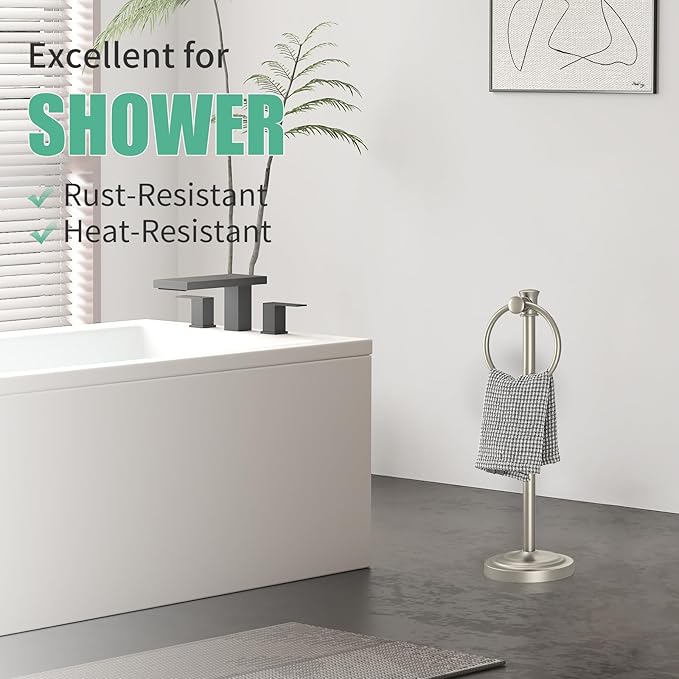 Hoimpro 17 Inch Stand Hand Towel Holder Towel Bar Towel Hanging Ring, Free - Image 4