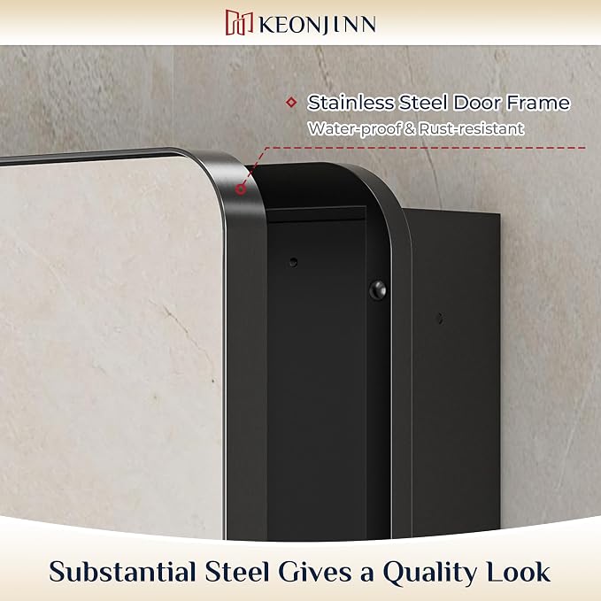 Keonjinn 15 x 36 Inch Black Slim Medicine Cabinets, Narrow Bathroom Medicine - Image 4