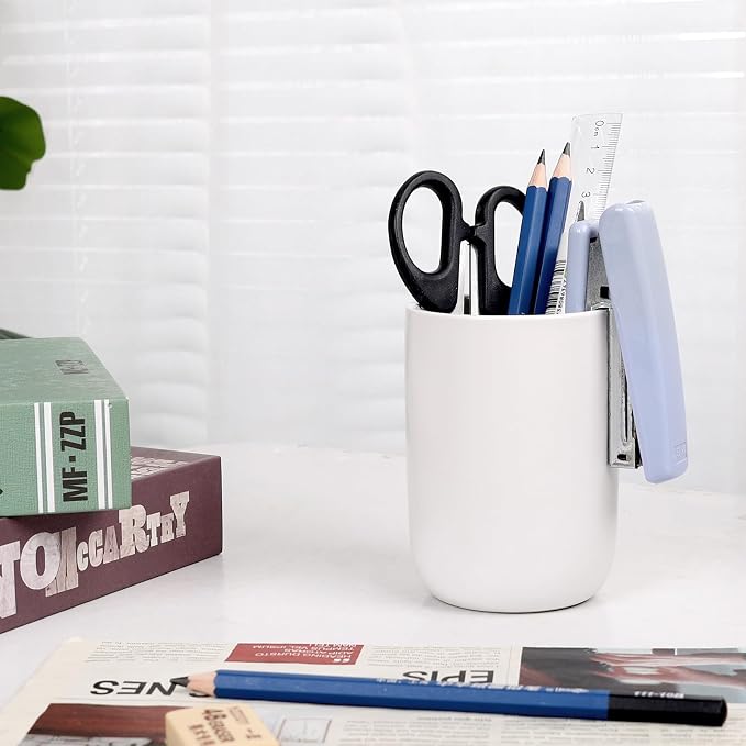 BosilunLife Ceramic Toothbrush Holder - 12Oz Bathroom Toothbrush Holder White - Image 6